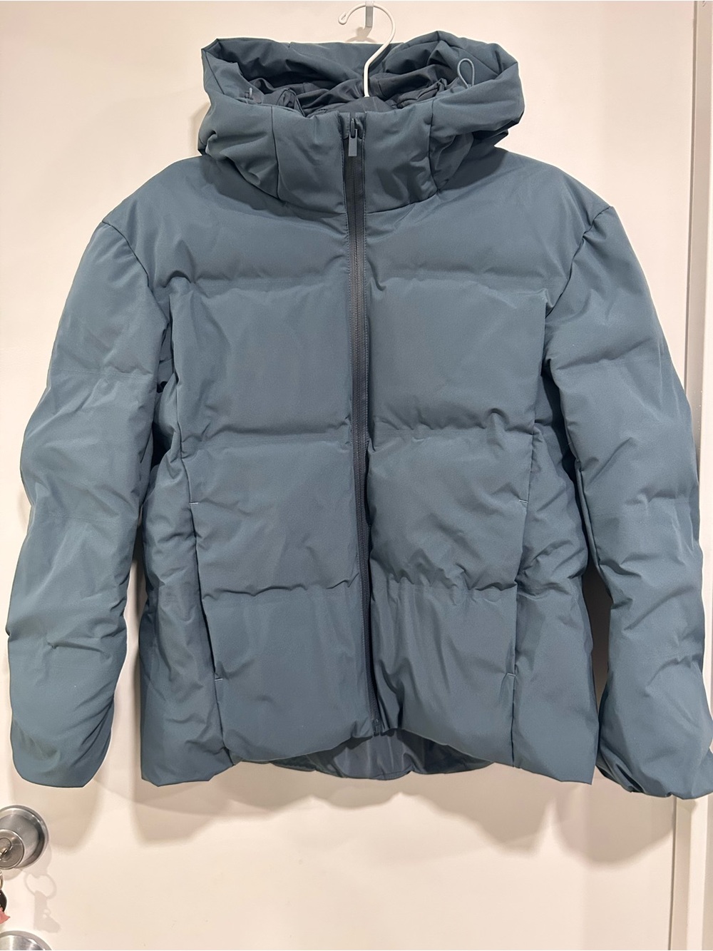 Seamless Water Proof Puffer Down Jacket with Hood Slate Blue